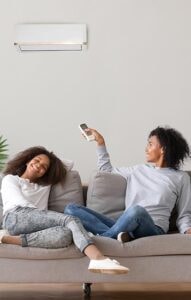 Family enjoying comfortable home with mini-split system